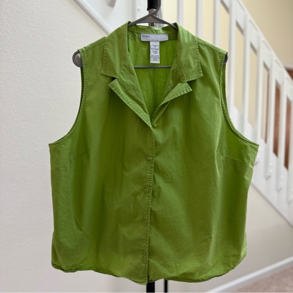 Vintage SAG HARBOR Summer Beautiful Green Sleeveless Top Women’s Plus Size 2X - Picture 6 of 11